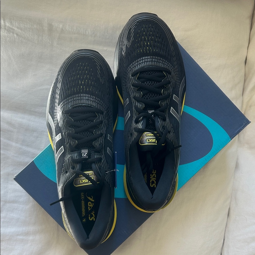 Asics Black and Yellow Athletic Sneakers